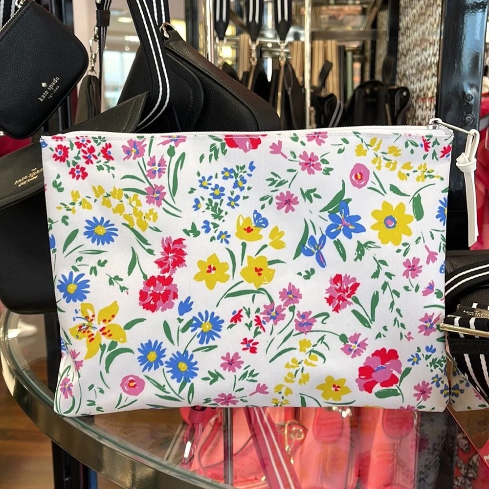 Kate Spade Large Canvas Floral Print Zip Pouch - Picture 10 of 16